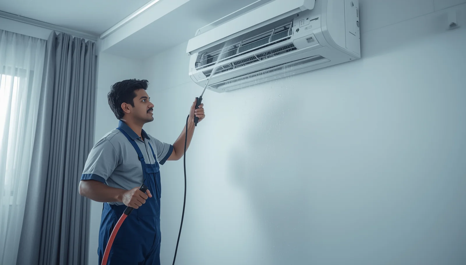 Reliable AC Service Ltd. technician performing professional AC cleaning service in Dhaka