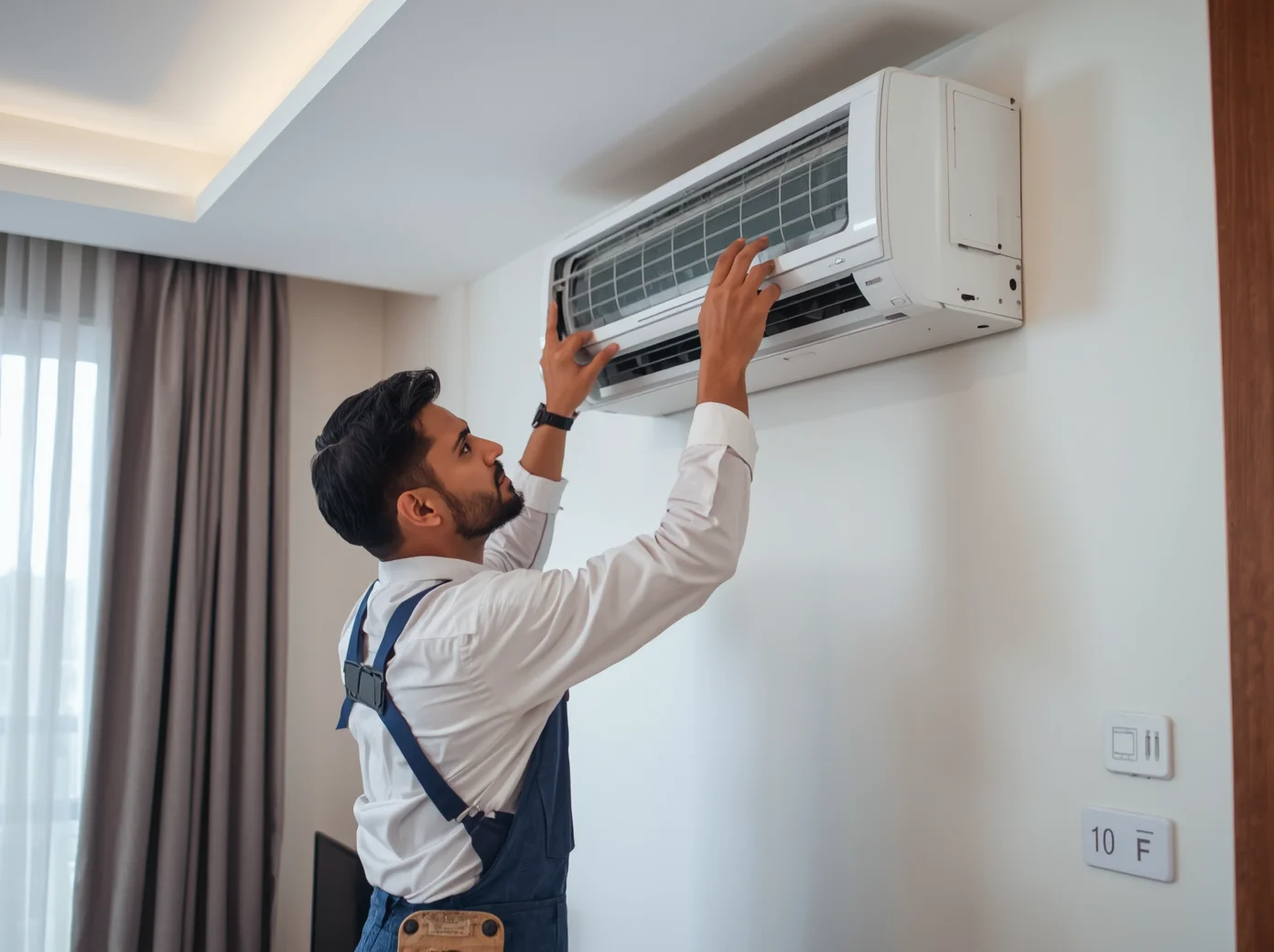 AC repair technician working on air conditioner in Adabor Dhaka