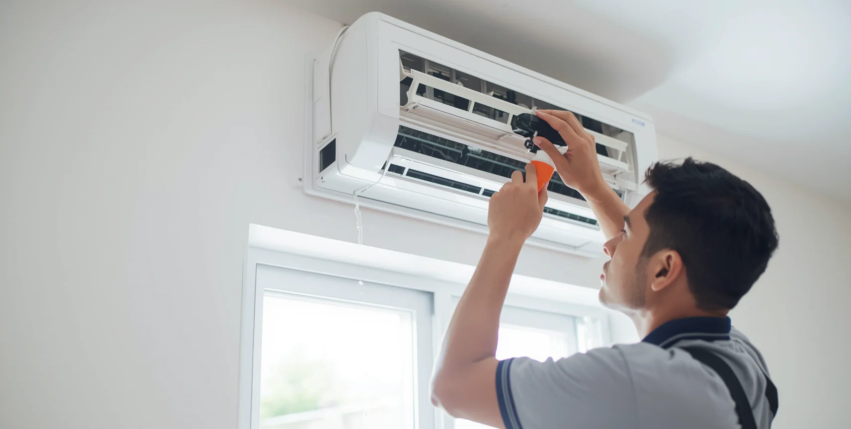 AC repair technician providing service at a home in Uttara, Dhaka