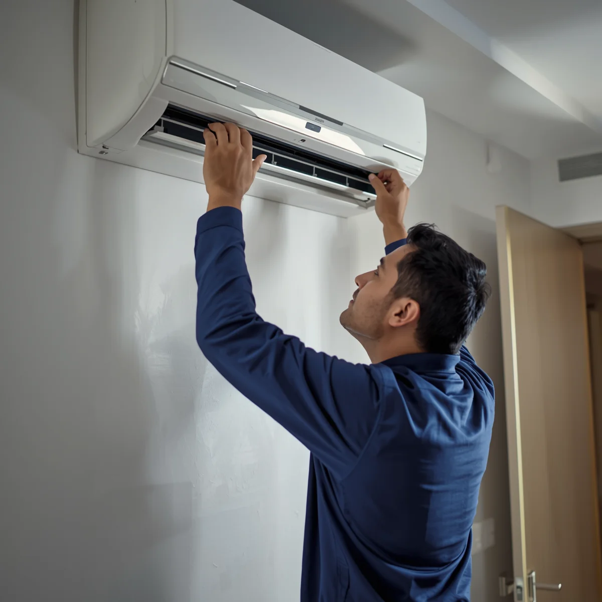 AC repair technician working on split AC in Gulshan Dhaka