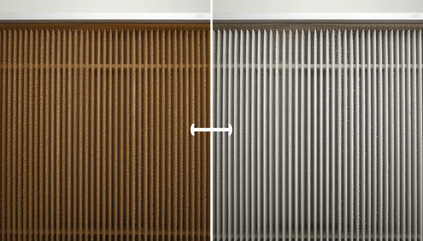 Dirty versus clean AC filter showing why regular AC cleaning is necessary in Dhaka