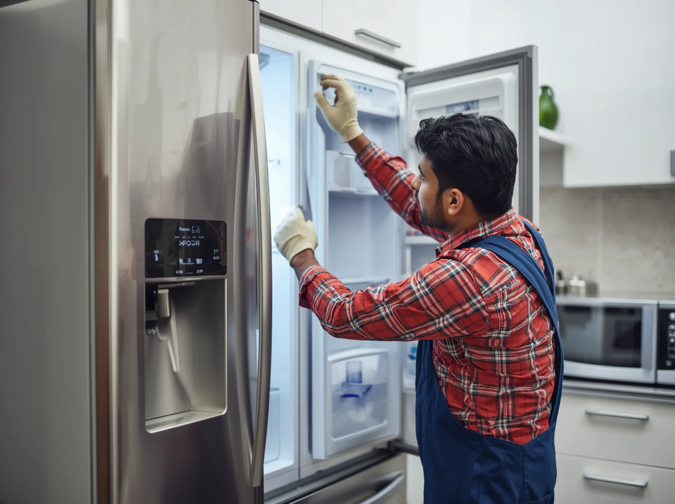 Certified technician performing fridge repair service at home in Dhaka