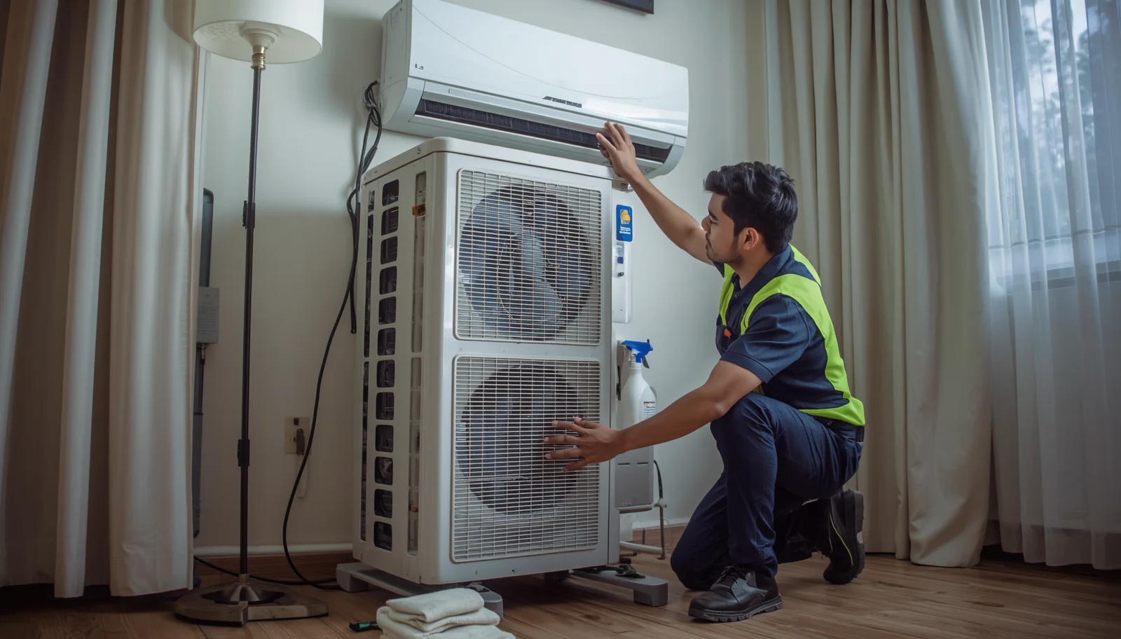 HVAC system components including duct, compressor and air handler in Dhaka building